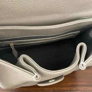 Gray Suede Large Pebble Leather Gathered Bag Top Handle Crossbody Flap Purse B6